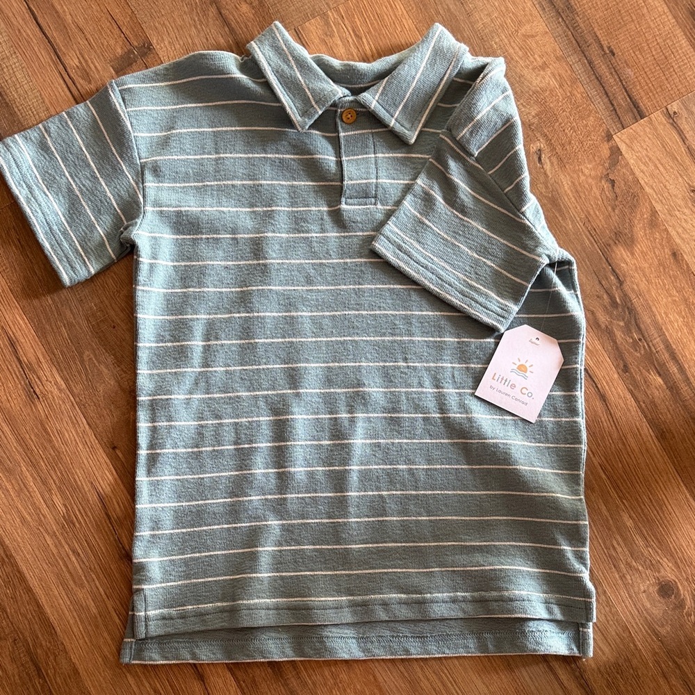 Little & Co. Kids Polo Shirt in striped light blue